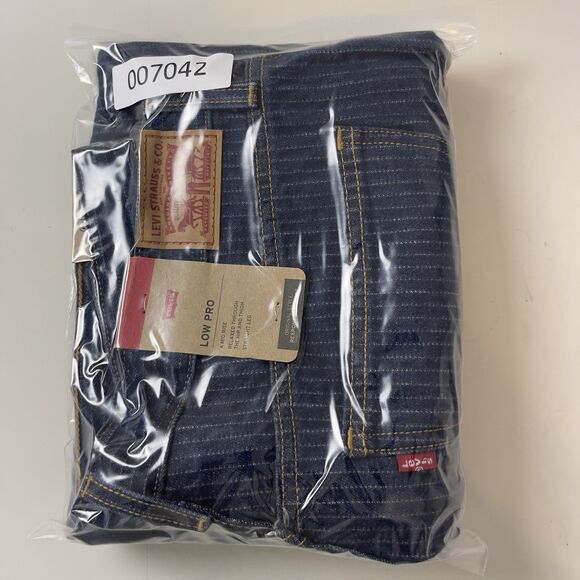 Levi's Low Pro Jeans Women's 32x30 Blue Pinstriped Straight Leg Mid Rise Relaxed - Picture 11 of 11